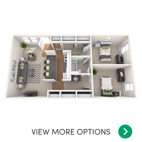 Floor plan for 2 beds, 1 bath, 850 sqft